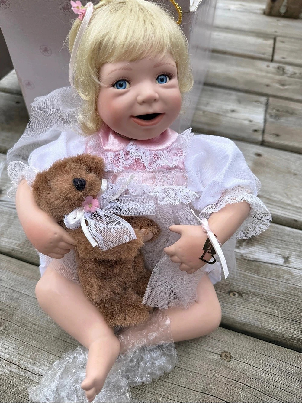 The Ashton-Drake Galleries I Wish You Love Angel Baby Doll with Teddy Bear